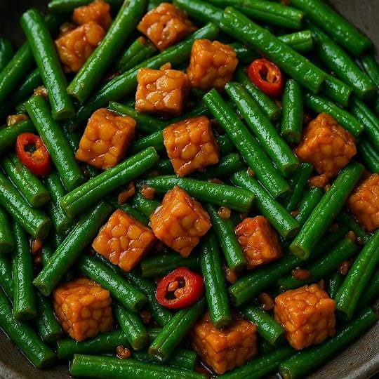 Tumis Kacang Panjang dan Tempe